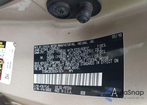 2011 Toyota Sienna Le V6 из США, поврежденный, VIN 5TDKK3DCXBS041874